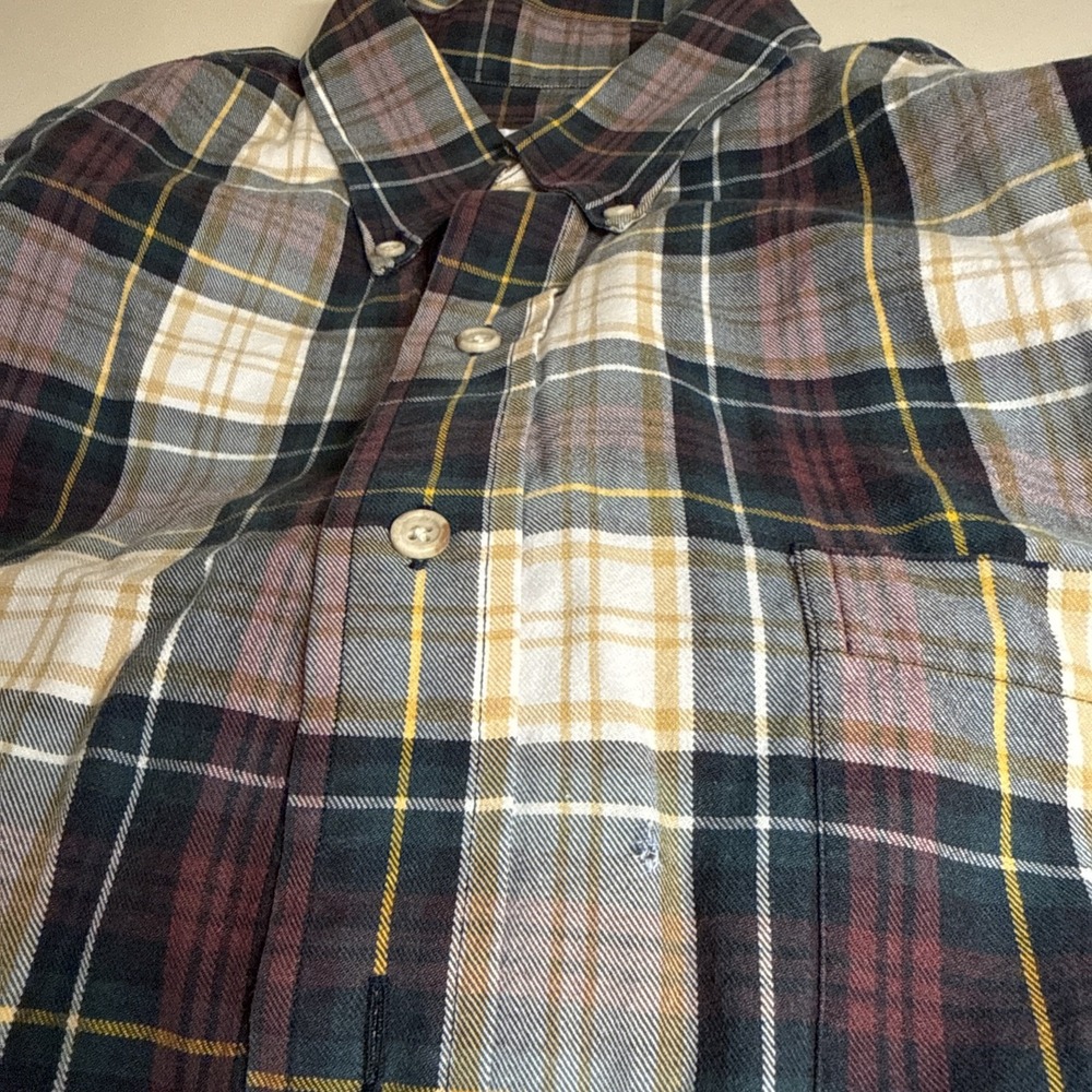 Vintage Viyella Men's Shirt Cotton Wool Made in Hong Kong Plaid Sz L W/ Flaw - Picture 11 of 11